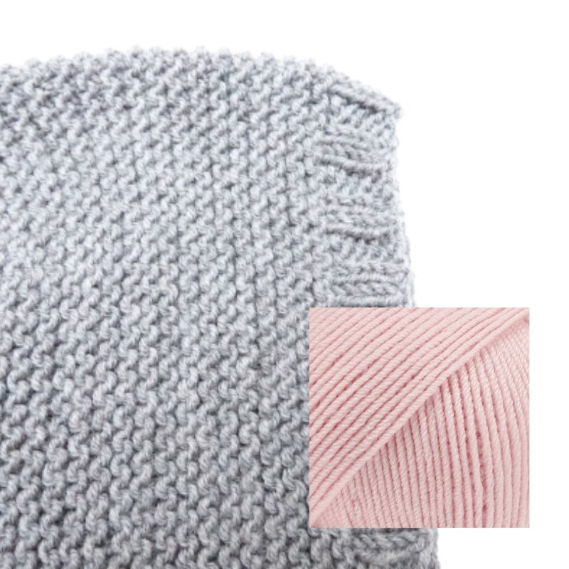 Le petit béguin bébé en laine rose pastel