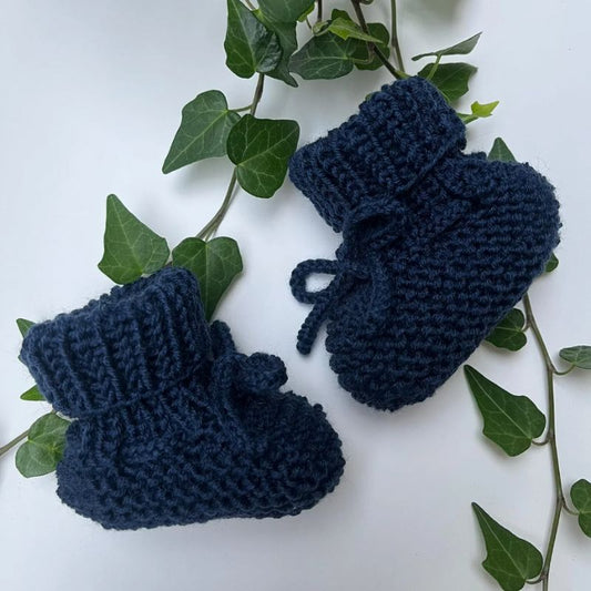 chaussons bébé fille tricotés main en 100% laine mérinos