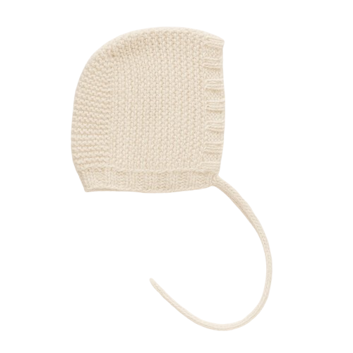 Le petit béguin bébé en laine blanc naturel (écru)